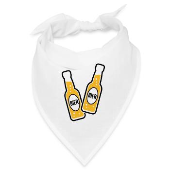 2 Bierflaschen Stoßen An (Bier Biertrinker POS 2C) - Bandana Dreieckstuch - Weiß - Vorne