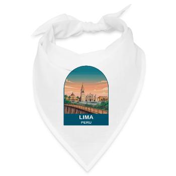 Lima Peru Cityscape Vintage-Reiseposter-Kunst - Bandana Dreieckstuch - Weiß - Vorne
