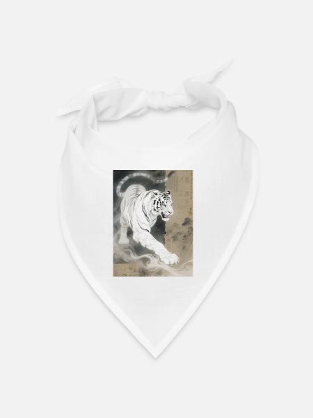 Der Weiße Brüller: Baihu – Kaiserlicher Wächter - Bandana Dreieckstuch - Weiß