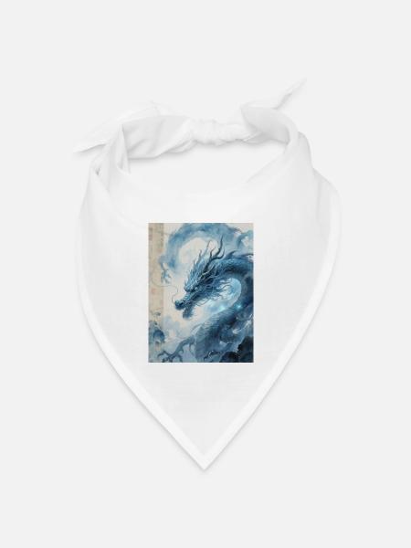 Der Meister der Flut: Blauer Drache – Wirbelwind - Bandana Dreieckstuch - Weiß