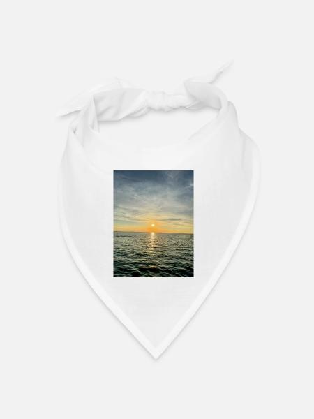 Sonnenuntergang am Meer Abendstimmung - Bandana Dreieckstuch - Weiß