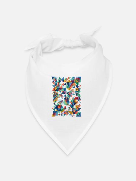 Abstraktes Farbmosaik - Bandana Dreieckstuch - Weiß