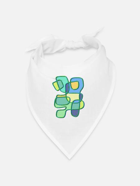 Patchwork Farbspiel Konturkunst - Bandana Dreieckstuch - Weiß