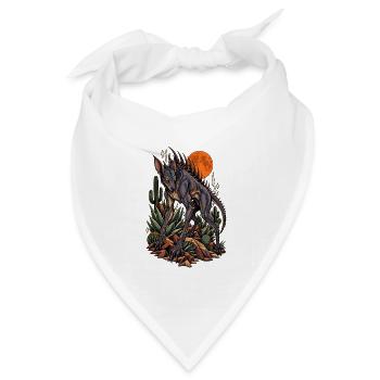 Wüsten Drache bei rotem Mond - Bandana Dreieckstuch - Weiß - Vorne