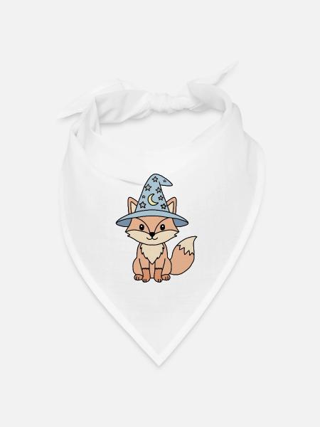 Fuchszauberer Kawaii Sternhut Bläulich - Bandana Dreieckstuch - Weiß