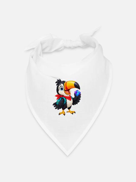 Tropischer Toucan mit Kristall - Bandana Dreieckstuch - Weiß