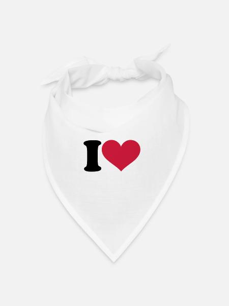 I love - Bandana Dreieckstuch - Weiß