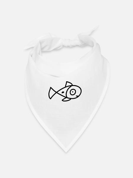 Babyfisch - Fisch - Line - Bandana Dreieckstuch - Weiß
