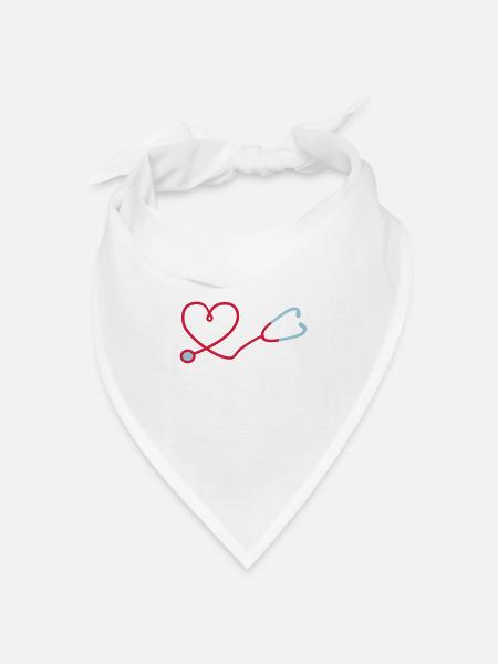 Stethoskop - Bandana Dreieckstuch - Weiß