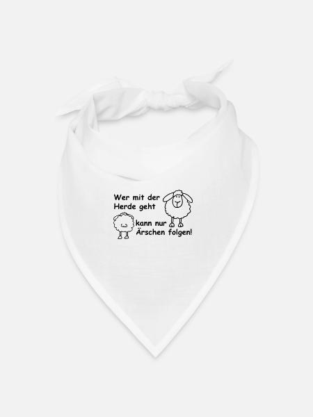 Wer mit der Herde ... - Bandana Dreieckstuch - Weiß