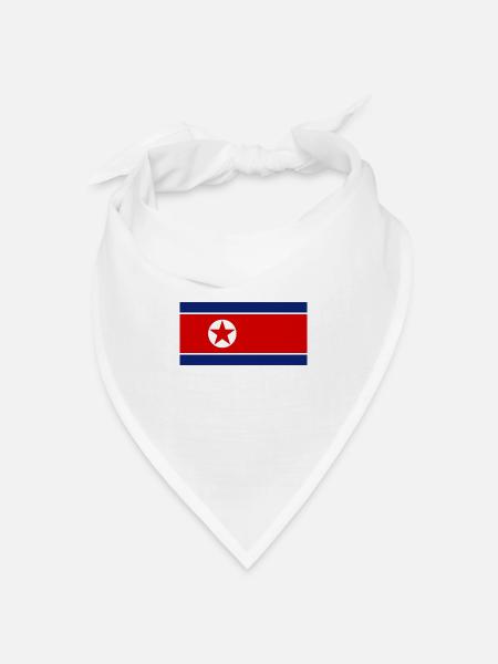 Nationalflagge von Nordkorea - Bandana Dreieckstuch - Weiß