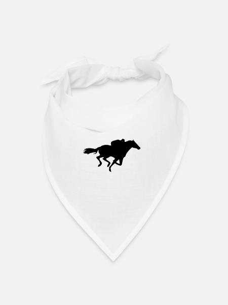 Rennpferd galoppieren Pferd mit Reiter und schwarz - Bandana Dreieckstuch - Weiß