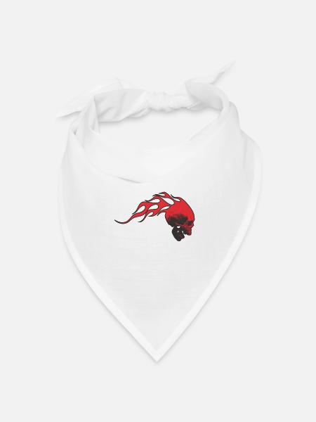 Schädel mit Flammen - Bandana Dreieckstuch - Weiß