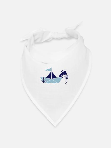Seekrank auf Papierboot / seasick on paperboat (2c - Bandana Dreieckstuch - Weiß