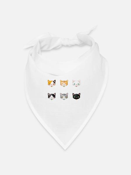 Katzen - Bandana Dreieckstuch - Weiß