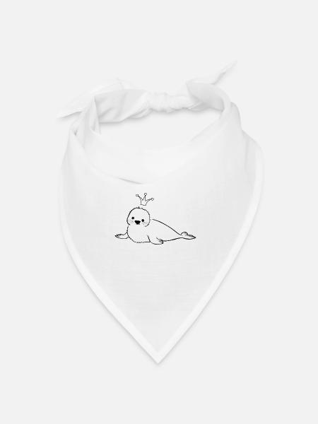 Robbe Design mit Krone - Bandana Dreieckstuch - Weiß