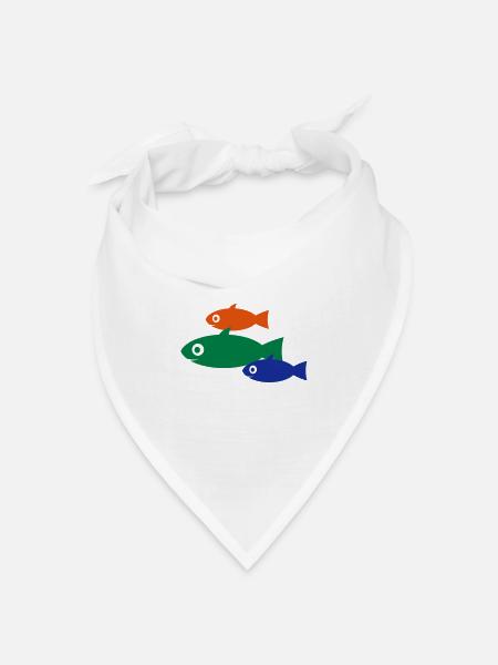 Fische - Bandana Dreieckstuch - Weiß