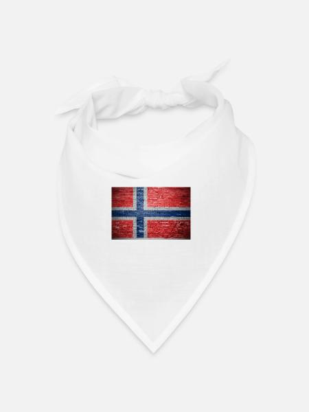 Norwegen Ziegelsteinmauer Flagge Graffiti Poster - Bandana Dreieckstuch - Weiß