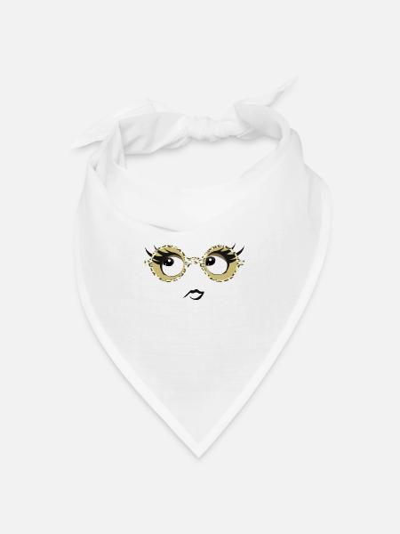 Brille Augen - Bandana Dreieckstuch - Weiß