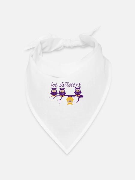 Anderst Be Different 4 Eulen verschieden - Bandana Dreieckstuch - Weiß