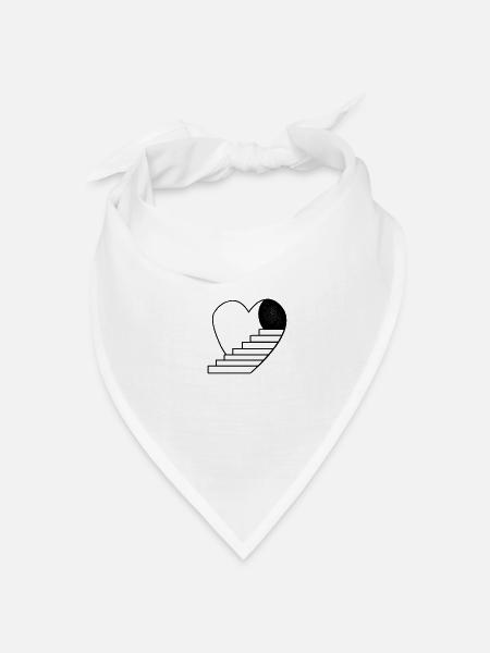 Treppe ins Herz - Bandana Dreieckstuch - Weiß