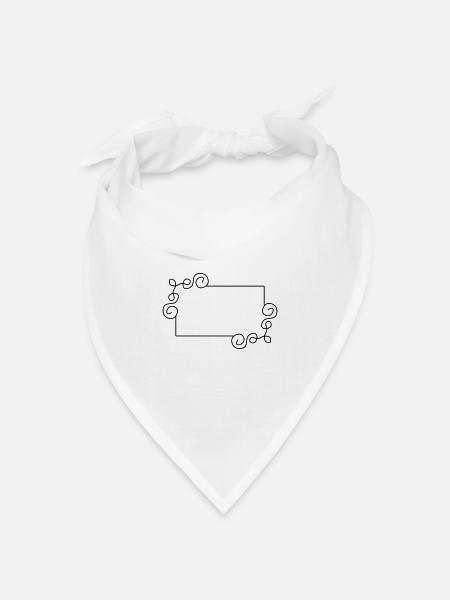 Rahmen mit Schnörkel Ornament Muster Dekoration - Bandana Dreieckstuch - Weiß