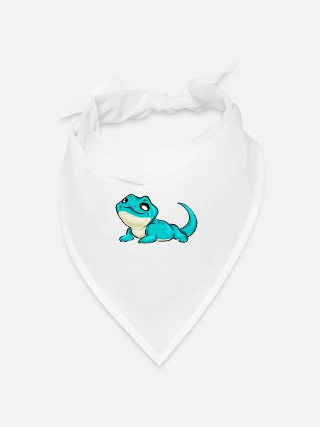 Eidechse süß türkis blau Geschenk - Bandana Dreieckstuch - Weiß