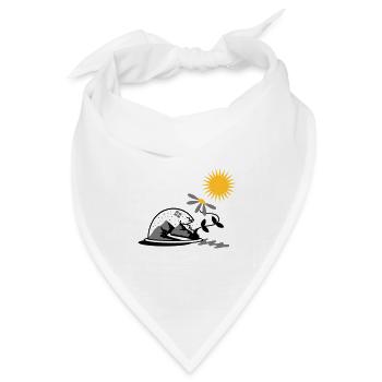 Schneekugel mit Sonnenblume und Sonne - Bandana Dreieckstuch - Weiß - Vorne