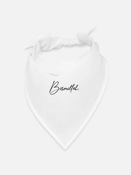 Bismillah Schrifftzug Islam Muslim T-Shirt Design - Bandana Dreieckstuch - Weiß