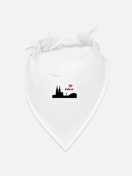 Ich liebe Köln - Silhouette Kölner Dom - Heimat - Bandana Dreieckstuch - Weiß