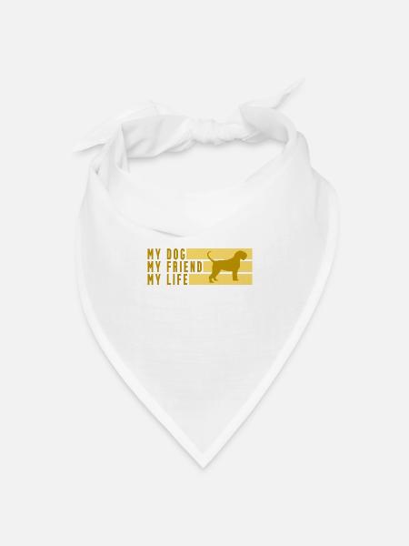My Dog, My Friend, My Life, Schnautzer, Gelb - Bandana Dreieckstuch - Weiß