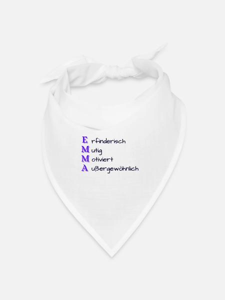 Emma: Name und Eigenschaften - Bandana Dreieckstuch - Weiß