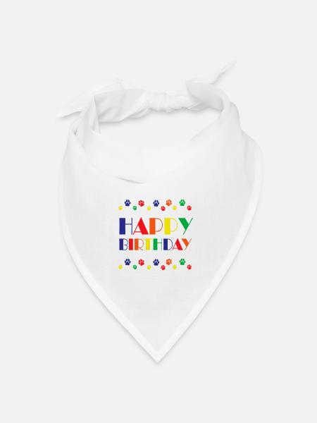 happy birthday dog present paw - Bandana Dreieckstuch - Weiß