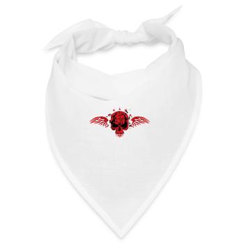crane skull Tod Kopf Flügel Stern - Bandana Dreieckstuch - Weiß - Vorne