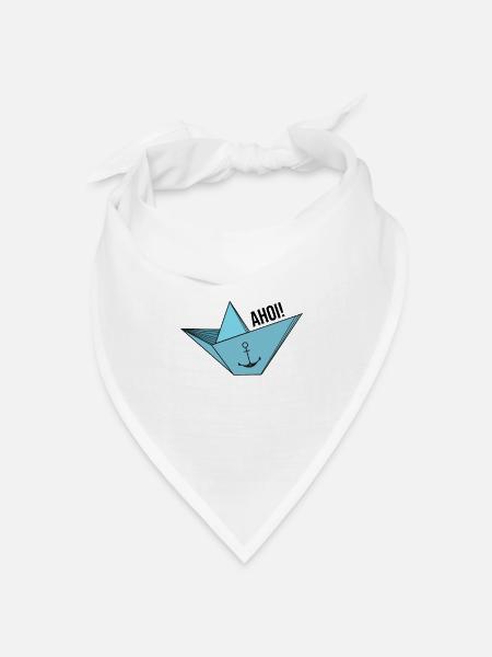 Papierschiff mit Anker Meer Spruch Hamburg Ahoi - Bandana Dreieckstuch - Weiß