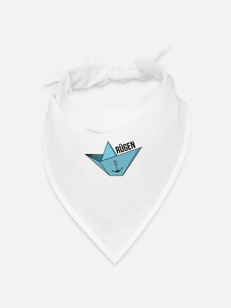 Papierschiff mit Anker Meer Urlaub Spruch Rügen - Bandana Dreieckstuch - Weiß