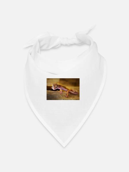 Gecko, Leopardgecko, Reptil - Bandana Dreieckstuch - Weiß