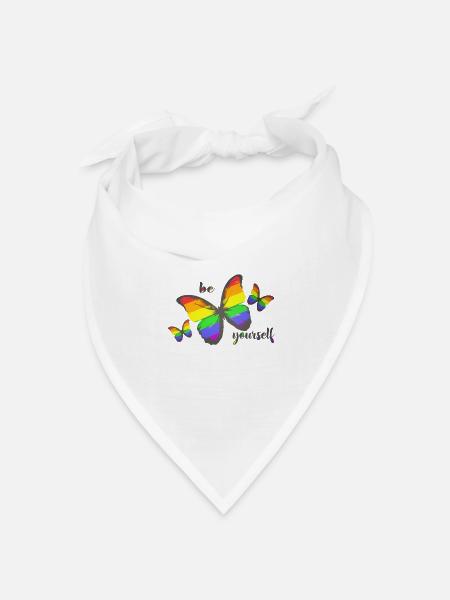 LGBT Queer Rainbow Schmetterling be yourself - Bandana Dreieckstuch - Weiß
