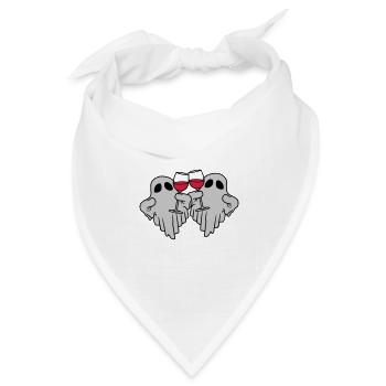 2 Wein trinkende Geister - Bandana Dreieckstuch - Weiß - Vorne