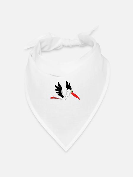storch baby geburt geburtstag schwanger klapper - Bandana Dreieckstuch - Weiß