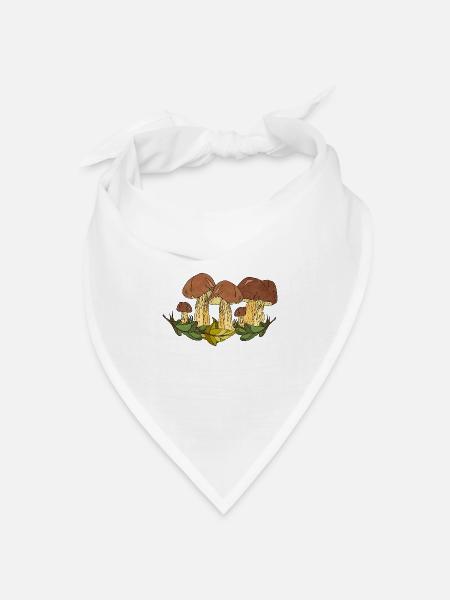 Pilze - Bandana Dreieckstuch - Weiß