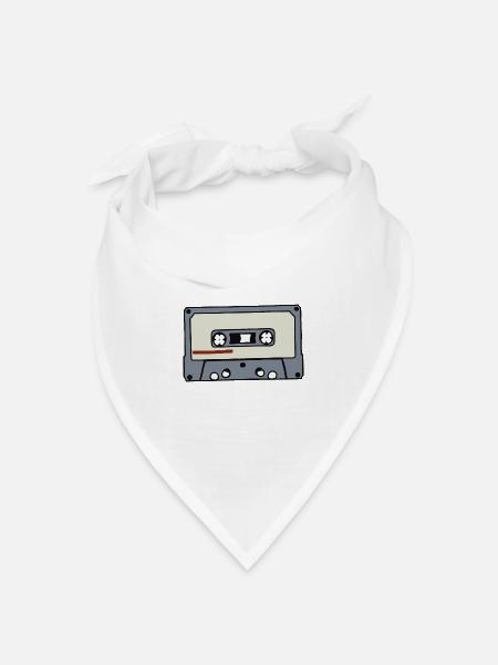 Kassette Retro Geschenkidee - Bandana Dreieckstuch - Weiß