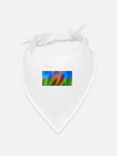 Roma und Sinti Flagge - Flaterndes Design - Bandana Dreieckstuch - Weiß