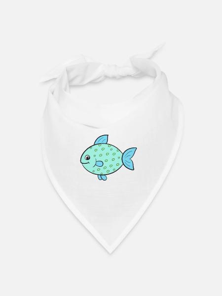 Fisch Fische - Bandana Dreieckstuch - Weiß