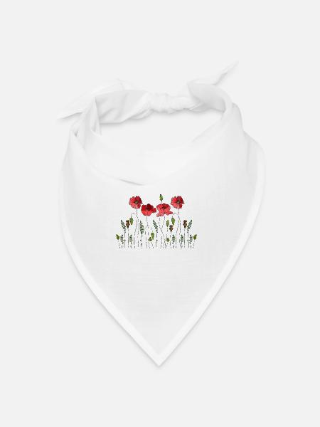 Blumen - Bandana Dreieckstuch - Weiß