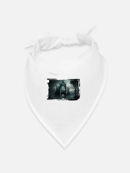 Schloss in der Nacht - Gotik - Bandana Dreieckstuch - Weiß