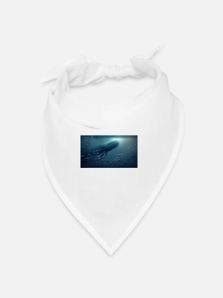 Wal und Fisch - Bandana Dreieckstuch - Weiß