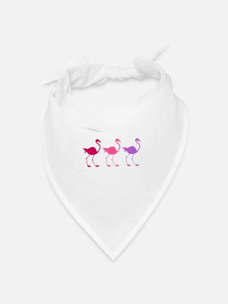 Drei bunte Flamingos - Bandana Dreieckstuch - Weiß
