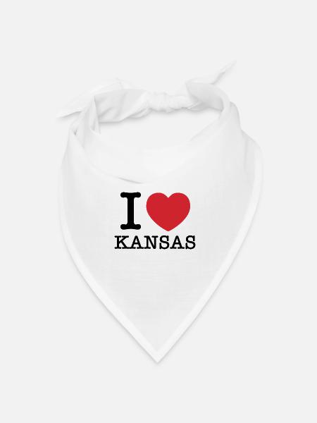 Ich liebe Kansas | Kansas | I Herz Kansas - Bandana Dreieckstuch - Weiß
