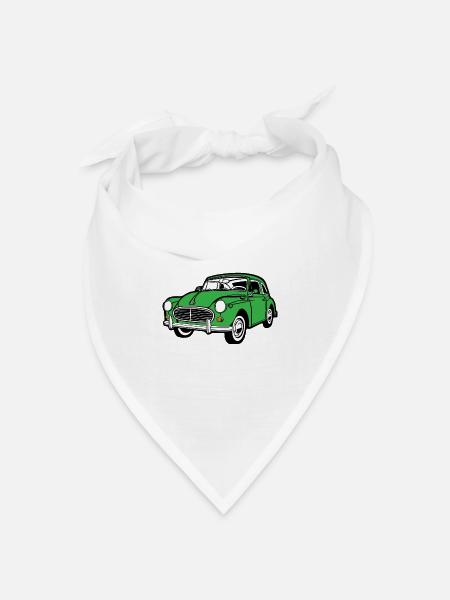Morris Minor 1000 Oldtimer in Grün - Bandana Dreieckstuch - Weiß